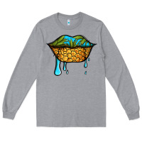 Heather Grey summer vibes pineapple lips Long Sleeve Tee - Jasminsmagicworld