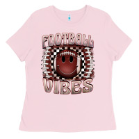 Bubblegum Pink football vibes smiley face Ladies Tee - BarkalooDesign