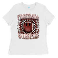 White football vibes smiley face Ladies Tee - BarkalooDesign