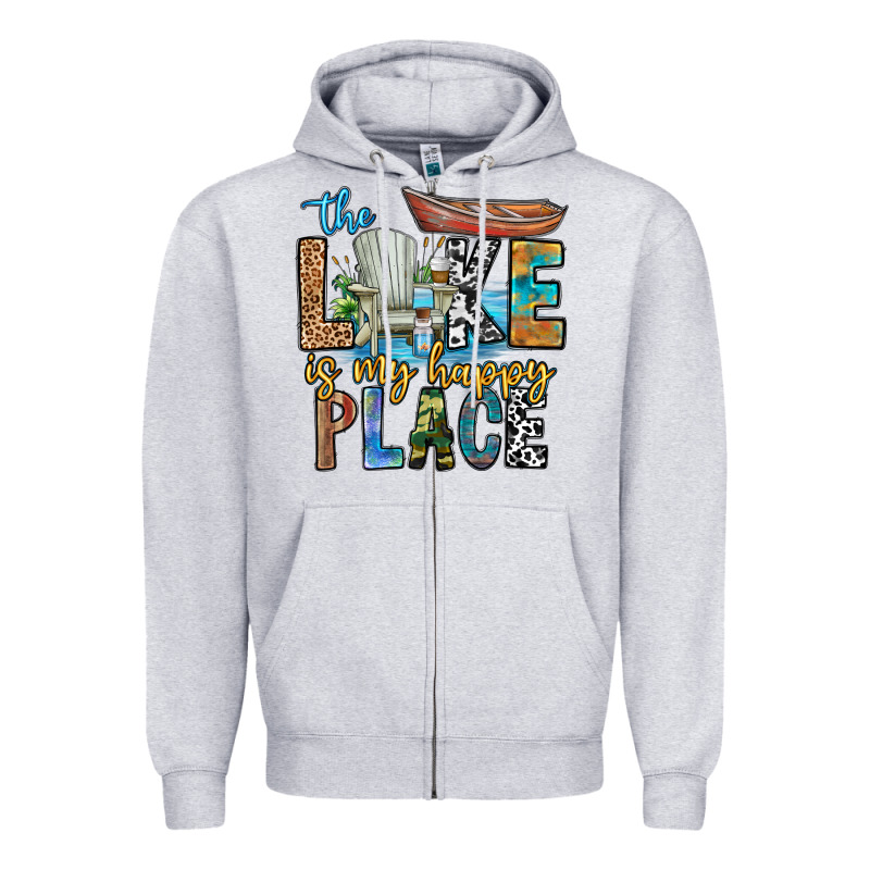 The Lakes My Happy Place Zipper Hoodie by CowhideDigitalArt | Teevron