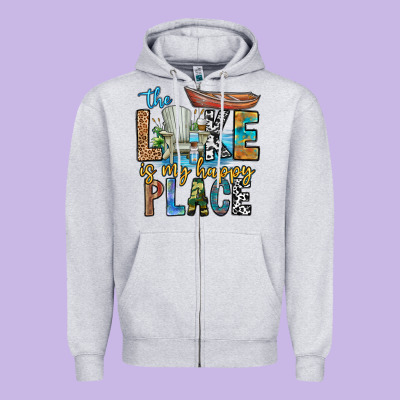 The Lakes My Happy Place Zipper Hoodie Designed By Cowhidedigitalart