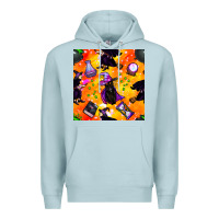 Blue Mist halloween cat and witch seamless pattern Premium Hoodie - BundleAndBundleShop