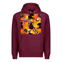 Burgundy halloween cat and witch seamless pattern Premium Hoodie - BundleAndBundleShop