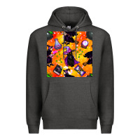 Charcoal Heather halloween cat and witch seamless pattern Premium Hoodie - BundleAndBundleShop