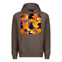 Coffee halloween cat and witch seamless pattern Premium Hoodie - BundleAndBundleShop