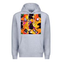 Heather Grey halloween cat and witch seamless pattern Premium Hoodie - BundleAndBundleShop