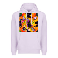 Lilac halloween cat and witch seamless pattern Premium Hoodie - BundleAndBundleShop