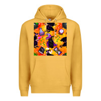 Mustard halloween cat and witch seamless pattern Premium Hoodie - BundleAndBundleShop