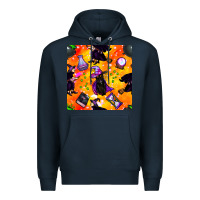 Navy halloween cat and witch seamless pattern Premium Hoodie - BundleAndBundleShop