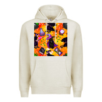 Oatmeal Heather halloween cat and witch seamless pattern Premium Hoodie - BundleAndBundleShop