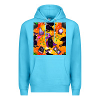 Ocean Blue halloween cat and witch seamless pattern Premium Hoodie - BundleAndBundleShop