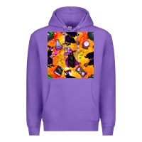Purple halloween cat and witch seamless pattern Premium Hoodie - BundleAndBundleShop