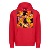 Red halloween cat and witch seamless pattern Premium Hoodie - BundleAndBundleShop