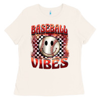 Bone baseball vibes smiley face Ladies Tee - BarkalooDesign