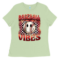 Matcha baseball vibes smiley face Ladies Tee - BarkalooDesign