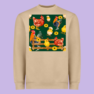 Farm Life Seamless Pattern Heavyweight Sweatshirt Designed By Fadigitalartstudio