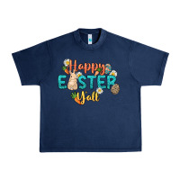 Navy Happy Easter y'all Easter Day Urban Heavy Tee - HowdyJamesFarm