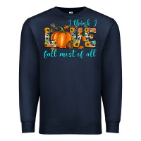 Navy i think i love fall most of all Premium Sweatshirt - Artiststas