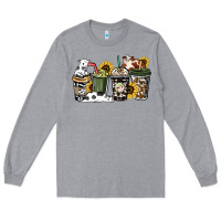 Heather Grey cowhide coffee cup Long Sleeve Tee - HowdyJamesFarm