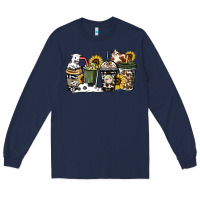 Navy cowhide coffee cup Long Sleeve Tee - HowdyJamesFarm