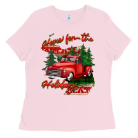 Bubblegum Pink home for the holidays michigan Ladies Tee - BarkalooDesign
