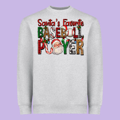 Santa's Favorite Baseball Player For Christmas Heavyweight Sweatshirt Designed By Fadigitalartstudio