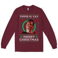 Burgundy Hot Trend Die Hard Christmas Yippie Ki Yay Long Sleeve Tee - lanVoArt