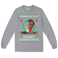 Heather Grey Hot Trend Die Hard Christmas Yippie Ki Yay Long Sleeve Tee - lanVoArt