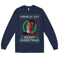 Navy Hot Trend Die Hard Christmas Yippie Ki Yay Long Sleeve Tee - lanVoArt