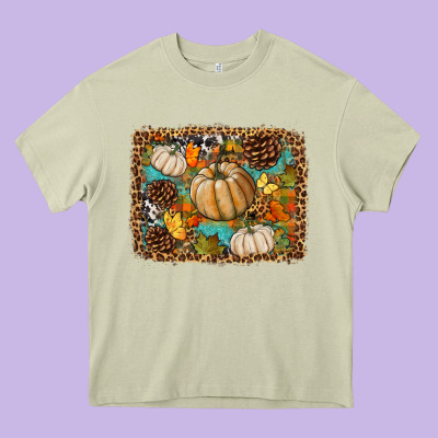Fall Pumpkin Background Heavy Core Tee Designed By Bundleandbundleshop