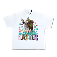White Happy Easter Heifers Easter Day Urban Heavy Tee - HowdyJamesFarm