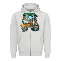 Dove Grey Happy Easter Zipper Hoodie - CowhideDigitalArt