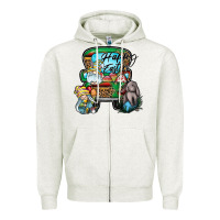 Oatmeal Heather Happy Easter Zipper Hoodie - CowhideDigitalArt