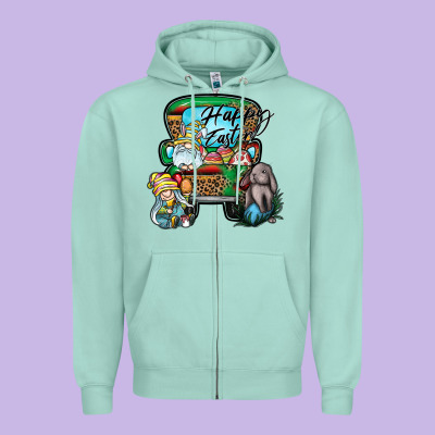 Happy Easter Zipper Hoodie Designed By Cowhidedigitalart