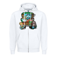 White Happy Easter Zipper Hoodie - CowhideDigitalArt