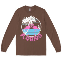 Chestnut Hot Trend Florida Pink Flamingo Heart 80S Retro Vintage Style Long Sleeve Tee - lanVoArt
