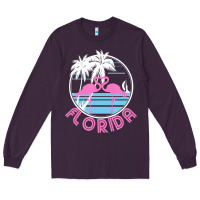 Plum Hot Trend Florida Pink Flamingo Heart 80S Retro Vintage Style Long Sleeve Tee - lanVoArt