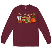 Burgundy christmas cup cakes coffee cups Long Sleeve Tee - CowGirlArtShop