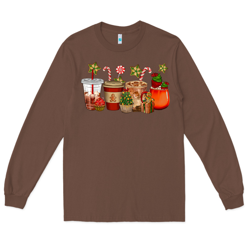 Christmas Cup Cakes Coffee Cups Long Sleeve Tee by CowGirlArtShop | Teevron