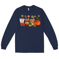 Navy christmas cup cakes coffee cups Long Sleeve Tee - CowGirlArtShop