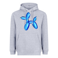 Heather Grey Blue Dog Balloon Heavyweight Hoodie - Artiststas