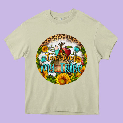 Teaching My Tribe Round Earring Heavy Core Tee Designed By Bundleandbundleshop