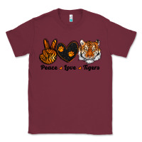 Burgundy peace love tigers Classic Tee - RanaPortraitStore