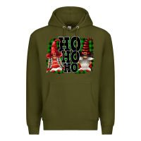 Army Green Ho Ho Ho Christmas Gnomes Premium Hoodie - FaDigitalArtStudio