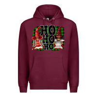Burgundy Ho Ho Ho Christmas Gnomes Premium Hoodie - FaDigitalArtStudio