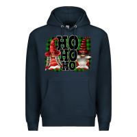 Navy Ho Ho Ho Christmas Gnomes Premium Hoodie - FaDigitalArtStudio