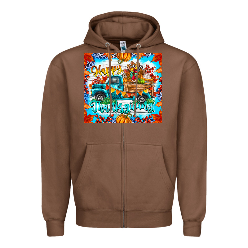 Happy Thanksgiving Zipper Hoodie by CowhideDigitalArt | Teevron