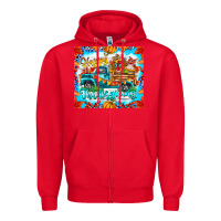 Red happy thanksgiving Zipper Hoodie - CowhideDigitalArt