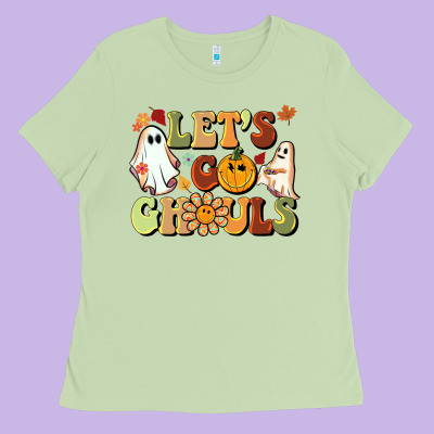 Halloween Lets Go Ghouls Ladies Tee Designed By Barkaloodesign