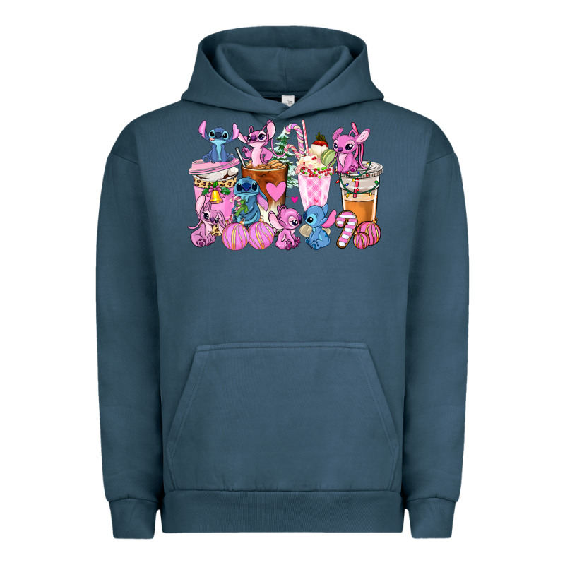 Stitch And Lilo Pink Christmas Coffee Cups Urban Hoodie by AdoDesignShop | Teevron
